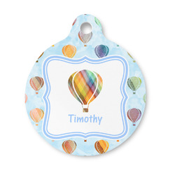 Watercolor Hot Air Balloons Round Pet ID Tag - Small (Personalized)