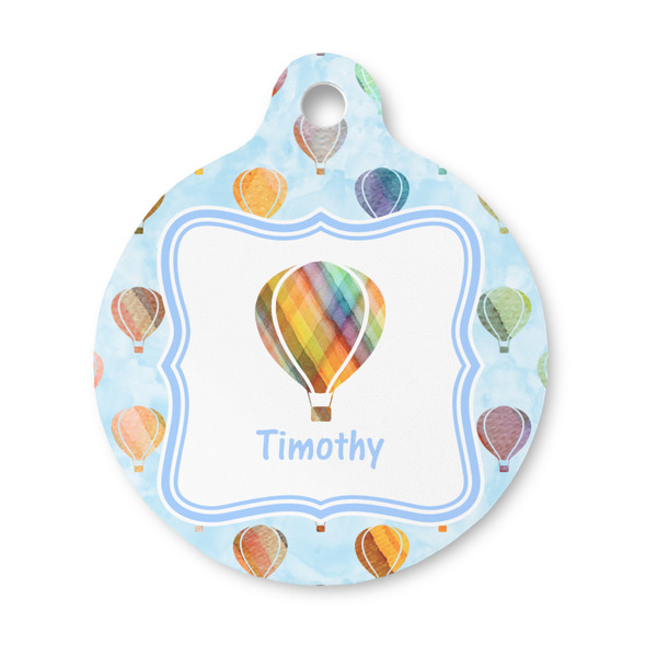 Custom Watercolor Hot Air Balloons Round Pet ID Tag - Small (Personalized)