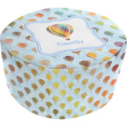 Watercolor Hot Air Balloons Round Pouf Ottoman (Personalized)