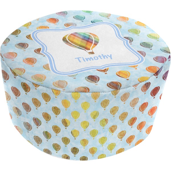 Custom Watercolor Hot Air Balloons Round Pouf Ottoman (Personalized)