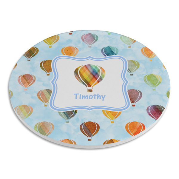 Watercolor Hot Air Balloons Round Stone Trivet - Angle View