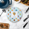 Watercolor Hot Air Balloons Round Stone Trivet - In Context View