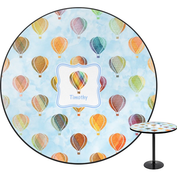 Custom Watercolor Hot Air Balloons Round Table (Personalized)