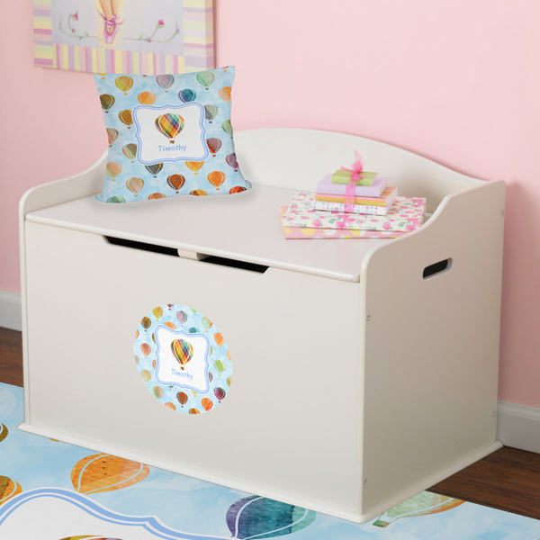 Watercolor Hot Air Balloons Round Wall Decal on Toy Chest