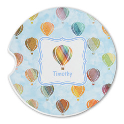 Watercolor Hot Air Balloons Sandstone Car Coaster - Single (Personalized)