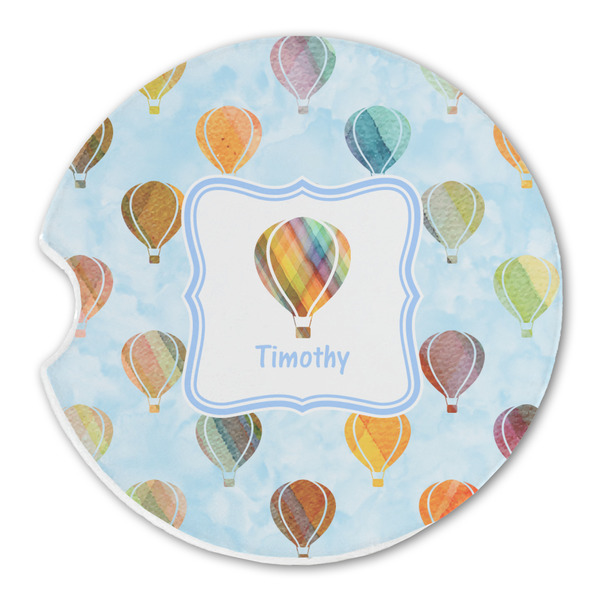 Custom Watercolor Hot Air Balloons Sandstone Car Coaster - Single (Personalized)