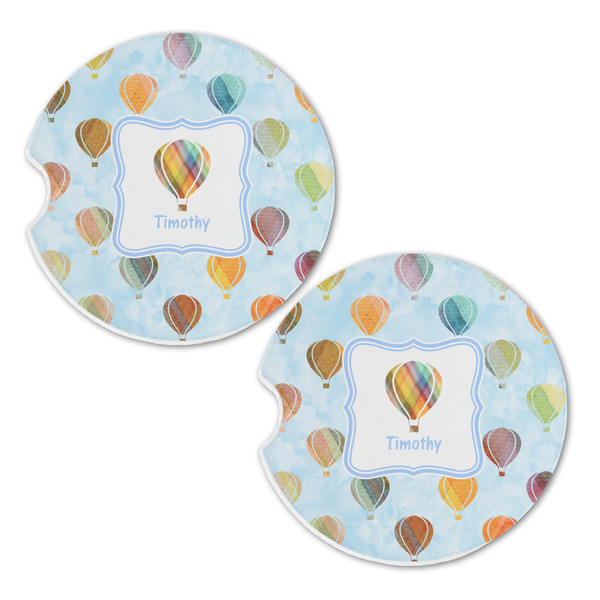 Watercolor Hot Air Balloons Sandstone Car Coasters - Set of 2