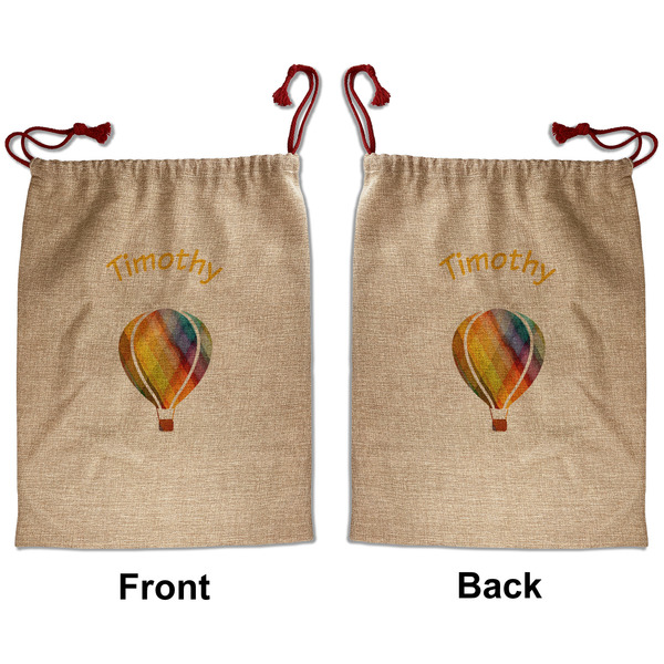 Custom Watercolor Hot Air Balloons Santa Sack - Front & Back (Personalized)