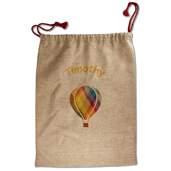 Custom Watercolor Hot Air Balloons Santa Sack - Front (Personalized)
