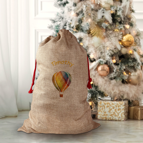 Watercolor Hot Air Balloons Santa Bag - Lifestyle