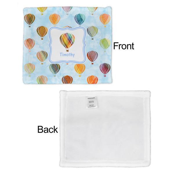 Watercolor Hot Air Balloons Security Blanket - Front & White Back View
