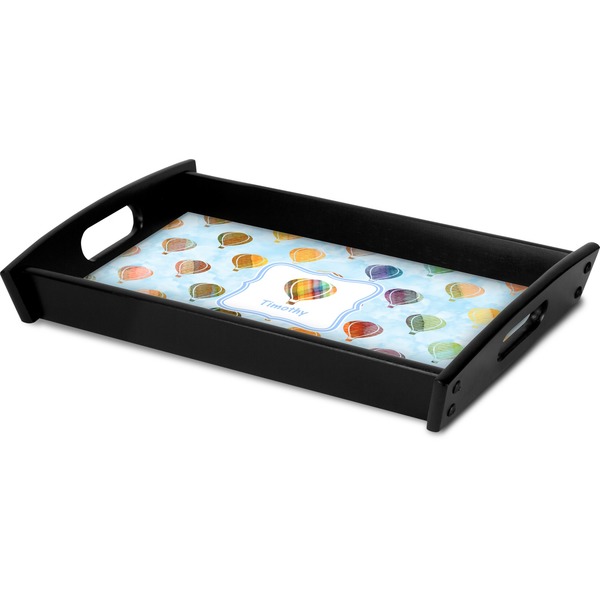 Watercolor Hot Air Balloons Serving Tray Black - Corner