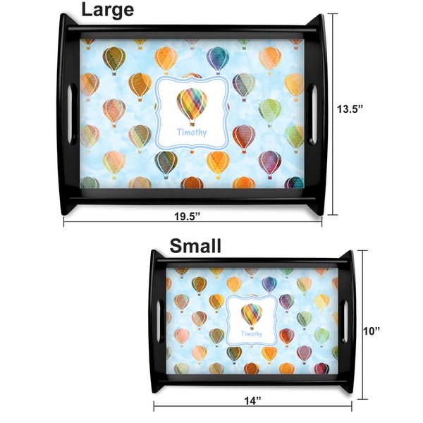 Watercolor Hot Air Balloons Serving Tray Black Sizes