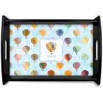 Watercolor Hot Air Balloons Black Wooden Tray - Small (Personalized)