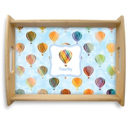 Watercolor Hot Air Balloons Natural Wooden Tray - Large (Personalized)