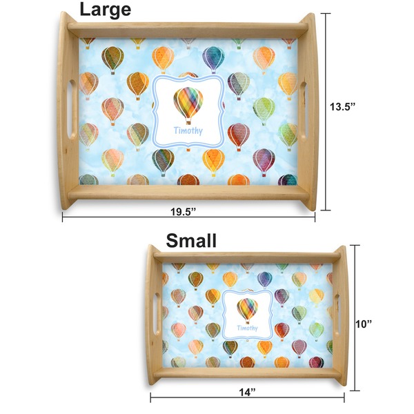 Watercolor Hot Air Balloons Serving Tray Wood Sizes