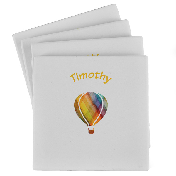 Custom Watercolor Hot Air Balloons Absorbent Stone Coasters - Set of 4 (Personalized)