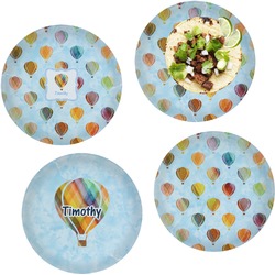 Watercolor Hot Air Balloons Set of 4 Glass Lunch / Dinner Plate 10" (Personalized)