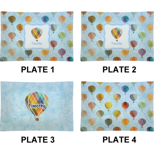 Watercolor Hot Air Balloons Set of Rectangular Appetizer / Dessert Plates (Approval)