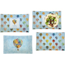Watercolor Hot Air Balloons Set of 4 Glass Rectangular Lunch / Dinner Plate (Personalized)