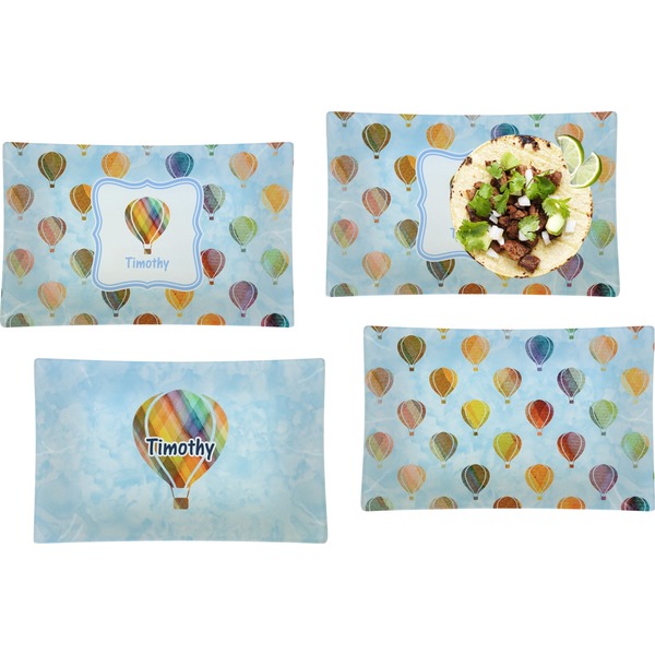 Watercolor Hot Air Balloons Set of Rectangular Dinner Plates
