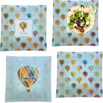 Watercolor Hot Air Balloons Set of 4 Glass Square Lunch / Dinner Plate 9.5" (Personalized)