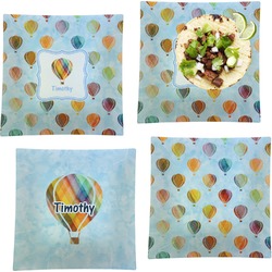 Watercolor Hot Air Balloons Set of 4 Glass Square Lunch / Dinner Plate 9.5" (Personalized)