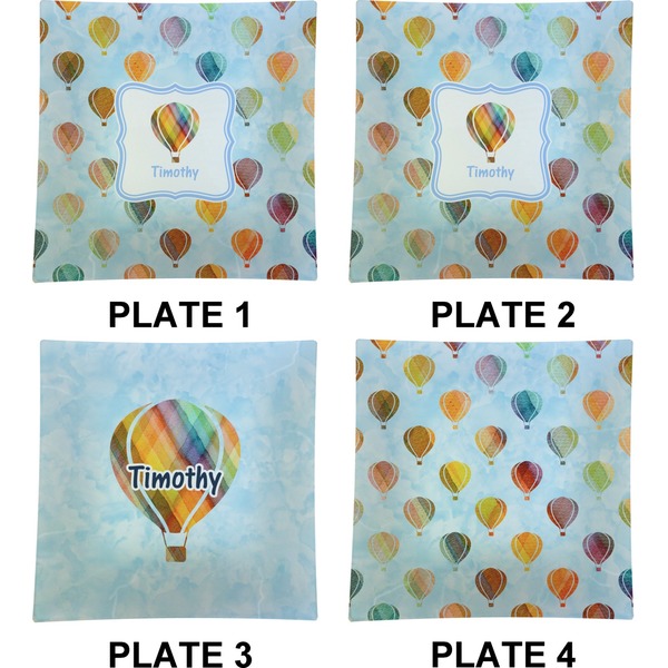 Watercolor Hot Air Balloons Set of Square Dinner Plates (Approval)