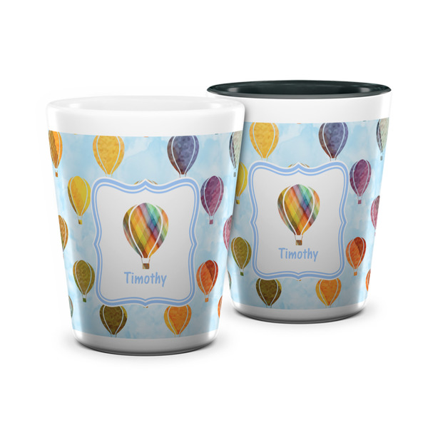 Custom Watercolor Hot Air Balloons Ceramic Shot Glass - 1.5 oz (Personalized)