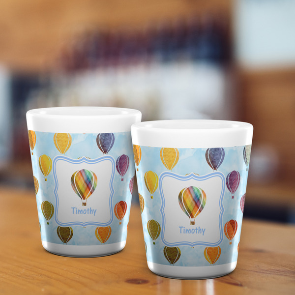 Watercolor Hot Air Balloons Shot Glass - White - LIFESTYLE