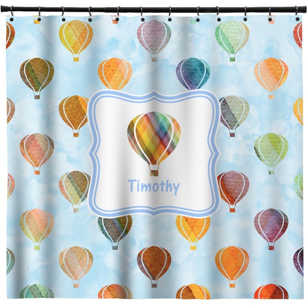 Custom Watercolor Hot Air Balloons Shower Curtain (Personalized)