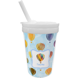 Watercolor Hot Air Balloons Sippy Cup with Straw (Personalized)