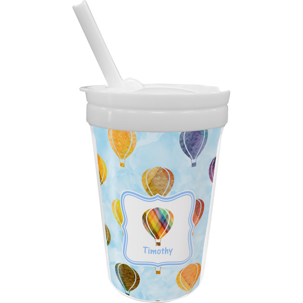 Custom Watercolor Hot Air Balloons Sippy Cup with Straw (Personalized)