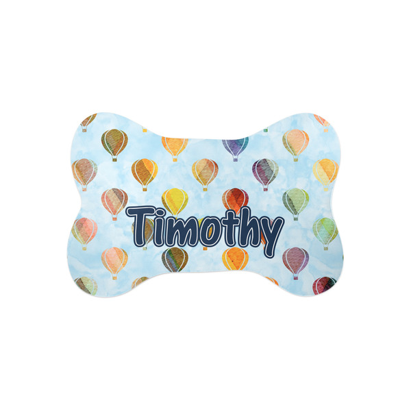 Custom Watercolor Hot Air Balloons Bone Shaped Dog Food Mat (Small) (Personalized)