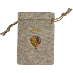 Watercolor Hot Air Balloons Small Burlap Gift Bag - Front (Personalized)