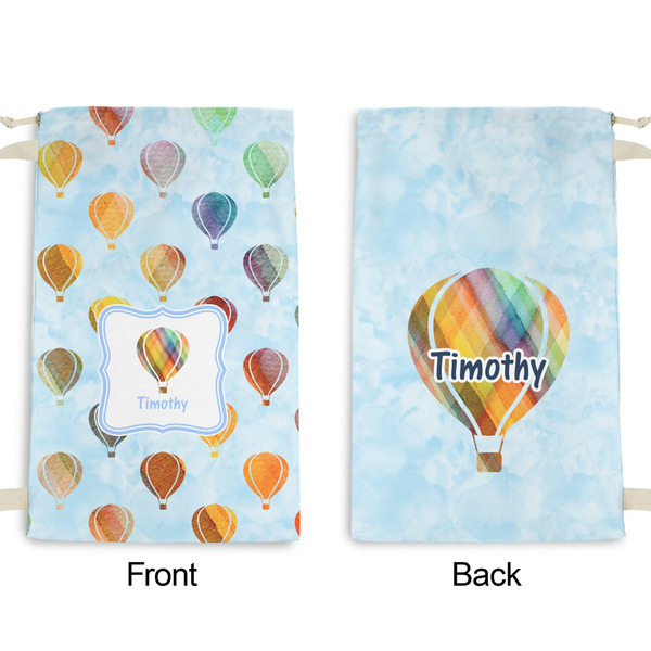 Watercolor Hot Air Balloons Small Laundry Bag - Front & Back View