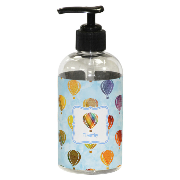 Custom Watercolor Hot Air Balloons Plastic Soap / Lotion Dispenser (8 oz - Small - Black) (Personalized)