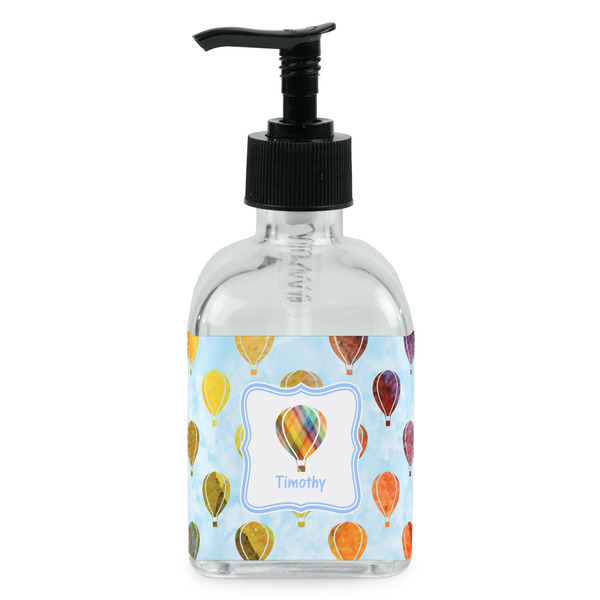 Custom Watercolor Hot Air Balloons Glass Soap & Lotion Bottle - Single Bottle (Personalized)