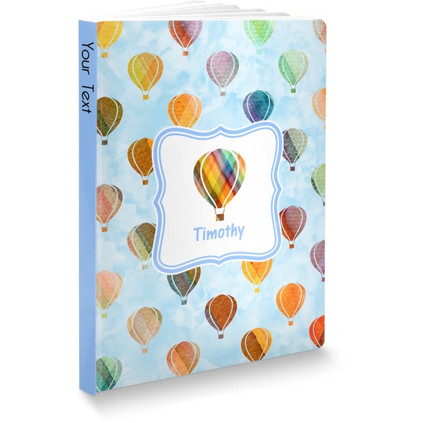 Custom Watercolor Hot Air Balloons Softbound Notebook - 7.25" x 10" (Personalized)