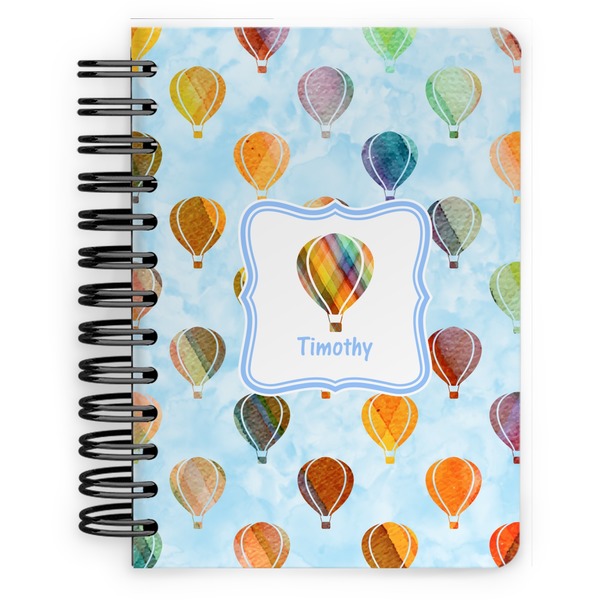 Custom Watercolor Hot Air Balloons Spiral Notebook - 5x7 w/ Name or Text