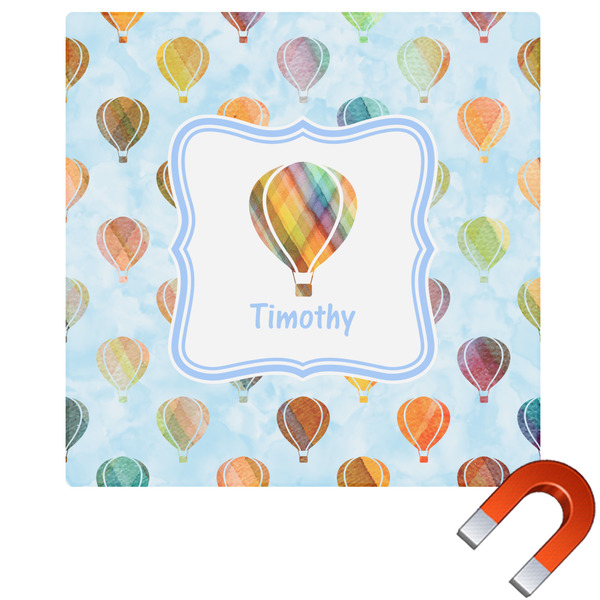 Custom Watercolor Hot Air Balloons Square Car Magnet - 6" (Personalized)