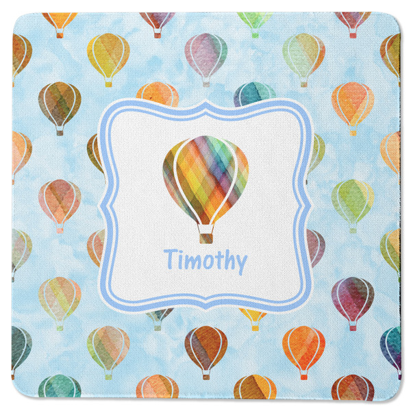 Watercolor Hot Air Balloons Square Coaster Rubber Back - Single