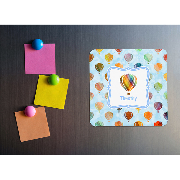 Watercolor Hot Air Balloons Square Fridge Magnet - LIFESTYLE