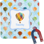 Watercolor Hot Air Balloons Square Fridge Magnet (Personalized)