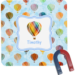 Watercolor Hot Air Balloons Square Fridge Magnet (Personalized)