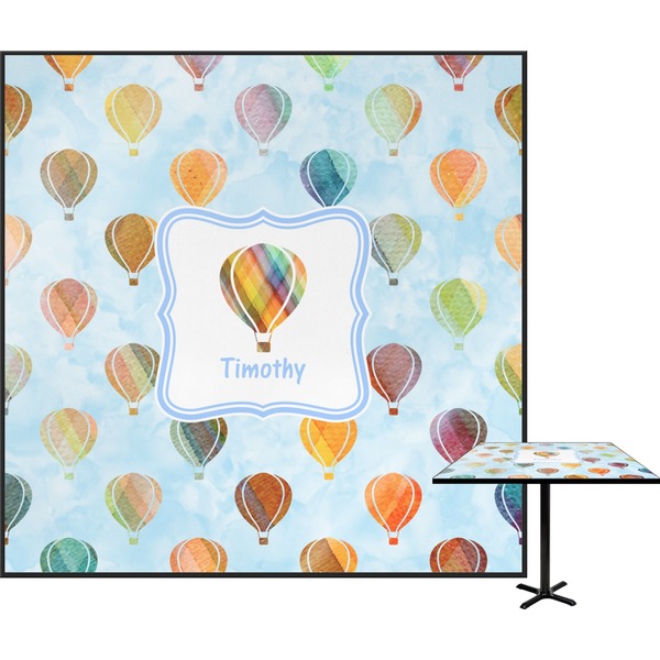Custom Watercolor Hot Air Balloons Square Table Top - 30" (Personalized)