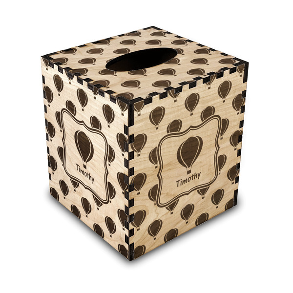 Custom Watercolor Hot Air Balloons Wood Tissue Box Cover (Personalized)