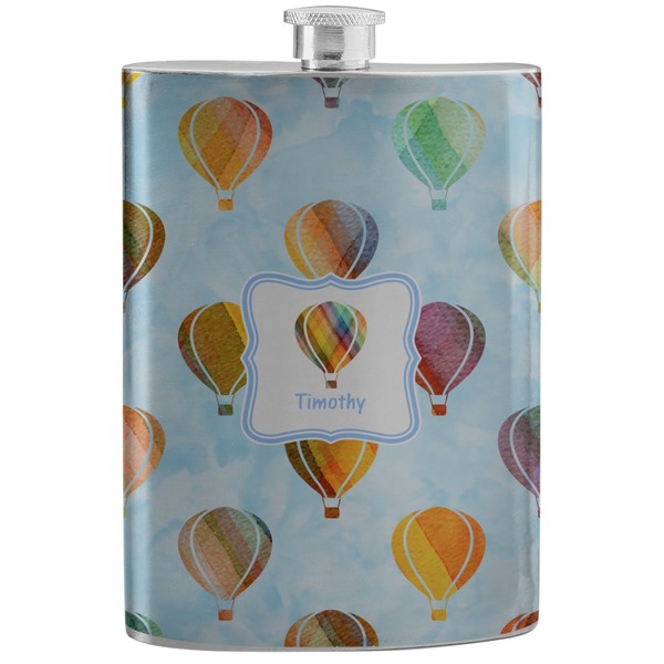 Custom Watercolor Hot Air Balloons Stainless Steel Flask (Personalized)
