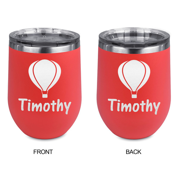 Watercolor Hot Air Balloons Stainless Wine Tumblers - Coral - Double Sided - Approval