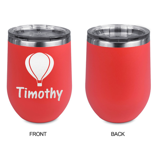 Watercolor Hot Air Balloons Stainless Wine Tumblers - Coral - Single Sided - Approval